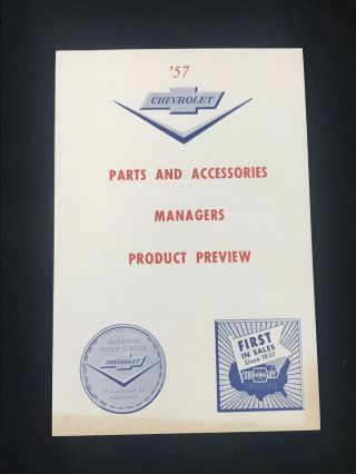 Vtg 1957 Chevrolet Chevy Parts & Accessories Preview Advertising Sales Brochure