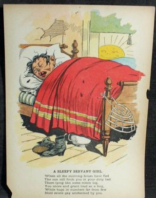 Ca 1890 Vinegar Valentine Charles Howard A Sleepy Servant Girl Penny Dreadful X1