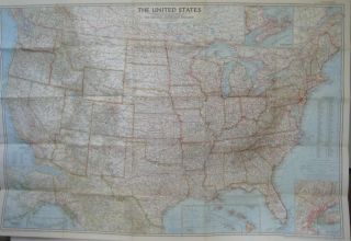 Large - Format 1956 Road Map United States Route 66 Territories National Parks