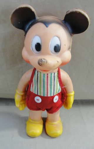 Antique Walt Disney Prod Mickey Mouse Sun Rubber Company Squeaker Doll Toy