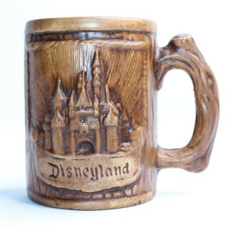 Vintage Disneyland Mug Walt Disney Productions 3d Castle Twig Handle Ceramic Cup