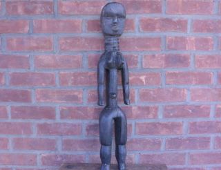 Vintage Hand Carved Wooden African Tribal Fertility Female Figurine 26 " Tall