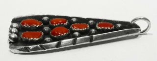 LARGE Vintage 1970s Signed NAVAJO Don Platero Natural Coral 925 Silver Pendant 4