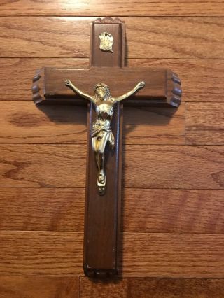 Vintage Jesus On Cross Old Inri Crucifix Wall Hanging With Bottle & Candles