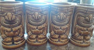 Vintage Orchids Of Hawaii Japan Hawaiian Tiki Tumbler Drink Cups Mug 5 " Set Of 4