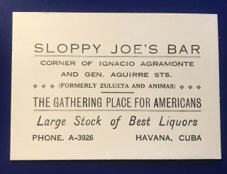 Vintage 1930s Advertising Card For Sloppy Joe 