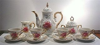 Royal Sealy Japan Vintage 13 Pc.  Tea Set With Hand Painted Roses