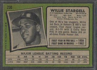 1971 Topps Willie Stargell 230 Pittsburgh Pirates NRMT BV $15.  00 2