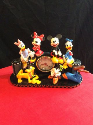 Disney Rare Fab 6 Film Reel Clock - Mickey,  Minnie,  Donald,  Daisy,  Pluto & Goofy