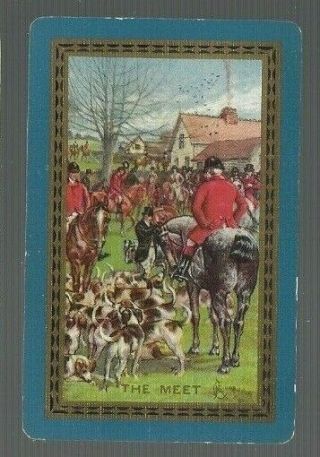 Swap Playing Cards 1 Vint U.  S Named " The Meet " Hunt Horses Dogs Riders Us100