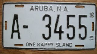 Single Aruba N.  A.  License Plate - 1985 - A - 3455 - One Happy Island
