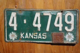1942 / 1943 Kansas License Plate With Tab 2