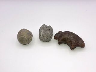 Vintage Carved Stone Zuni Fetish Bear & Owl Mini Stone Carvings 2