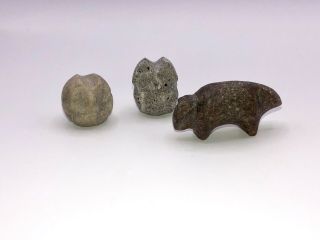Vintage Carved Stone Zuni Fetish Bear & Owl Mini Stone Carvings 3