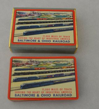 2 Vintage Boxed Decks Baltimore & Ohio Railroad Playing Cards