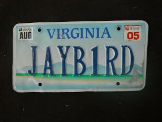 2005 Virginia Jaybird License Plate Tag Vanity