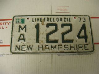 1973 73 1974 74 Hampshire Nh License Plate Ma 1224 Live Or Die
