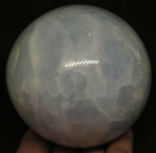82mm 1lb 11.  4oz Natural Rainbows Ice Blue Calcite Crystal Sphere Ball