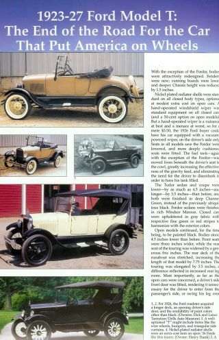 1923 1924 1925 1926 1927 Ford Model T 12 Page Color Article
