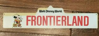 Vintage 1970s Frontierland Walt Disney World Souvenir Signpost Sign 18 " Long