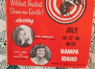 Vintage 1974 RODEO PROGRAM Clay Hart LYNN ANDERSON Idaho SNAKE RIVER July VG 2