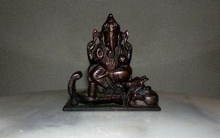 Vintage Bronze Or Brass Ganesh Hindu God Incense Burner