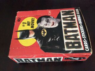 Vintage Batman The Movie Topps Box 36 Packs Of Trading Cards Stickers Gum 1989
