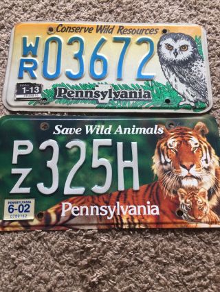 Pa Pennsylvania " Save Wild Animals " & Conserve Wild Resources Plates