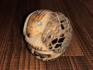 Zuni Carved Tagua Nut Eagle Fetish Signed by Alvert Lamy - Native American 4