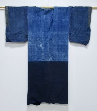 Japanese Cotton Boro Antique Kimono / Vintage Fine Indigo Blue /boro Fabric /266