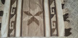 Hand Woven Mexican Antique Wool Rug,  With Star Pattern 6