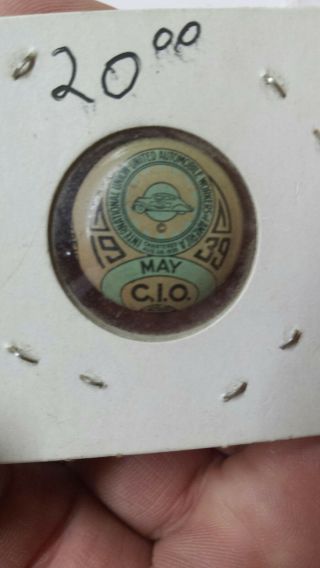 Vintage Rare 1939 Detroit General Motors Auto Workers Union Pin