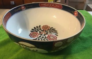 Vintage Large Japanese Gold Imari Bowl 12” Hand Painted Porcelain Japan