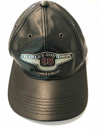 Harley Davidson Motorcycle Leather Hat 95th Anniversary 1903 - 1998
