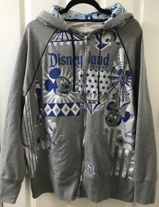 Disney Parks Disneyland 60 Full Zip Up Hooded Sweatshirt Hoodie Women’s 2x Euc