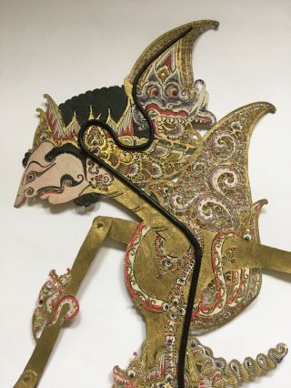 Vintage Indonesian Shadow Puppet Wayang Golden King Monster Goblin Sahadeva 3
