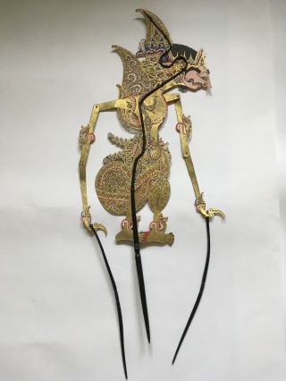 Vintage Indonesian Shadow Puppet Wayang Golden King Monster Goblin Sahadeva 6