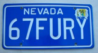 Retro Nevada Vanity Auto License Plate " 67 Fury " 1967 Plymouth