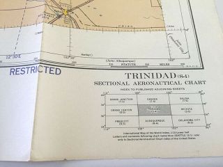 Vintage WW2 1942 Restricted Aeronautical Chart TRINIDAD,  CO Map S - 4 3