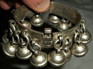 Antique C.  1850 Dancer Bell Ingot Coin Silver Bracelet Early Tribal Piece Vafo