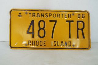 Vintage Rare Rhode Island " Transporter " License Plate 1986