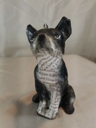 Unique Boston Terrier/french Bulldog Paper Mache Christmas Ornament Figurine