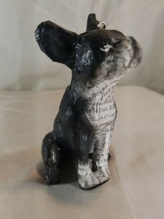 Unique Boston Terrier/French Bulldog Paper Mache Christmas Ornament Figurine 5