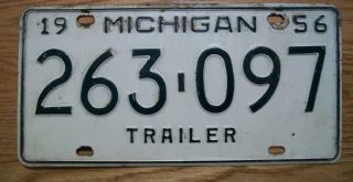 Single Michigan License Plate - 1956 - 263 - 097 - Trailer