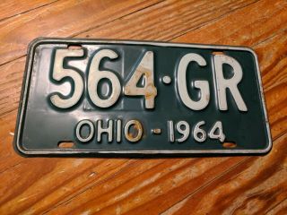 1964 Ohio License Plate 564 Gr.  Cutlass,  Oldsmobile,  Hurst Olds W30