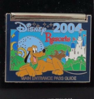 Disney Wdw Cast Exclusive Main Entrance Pass Guide Pluto Hinged Le 2000 Pin Set
