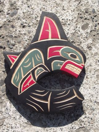 Northwest Coast Indian Carving Art Vancouver Canucks Killer Whale Hockey Plaque