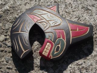 Northwest Coast Indian Carving Art Vancouver Canucks Killer Whale Hockey Plaque 3