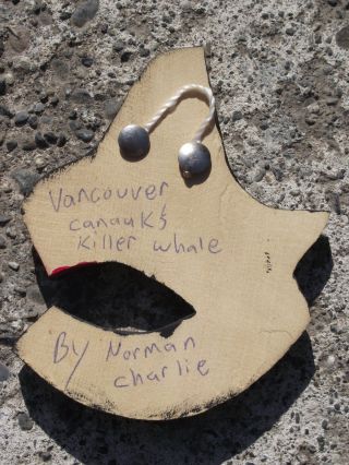 Northwest Coast Indian Carving Art Vancouver Canucks Killer Whale Hockey Plaque 5