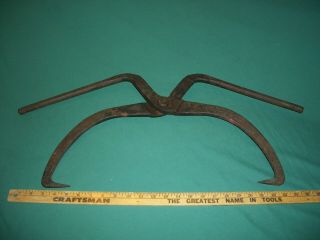 Vintage 2 Man RailRoad Tie Carrier Tongs – Logging Tongs Ice 3